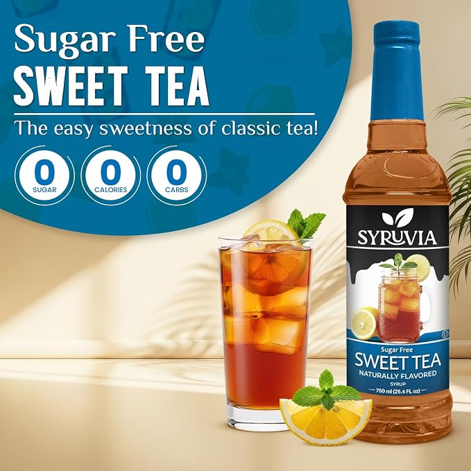 Syruvia Sugar Free Sweet Tea Flavored Syrup for Drinks, Cocktails, Lemonades, Iced Teas and Desserts – 25.4 fl oz, With Pump - Image 3