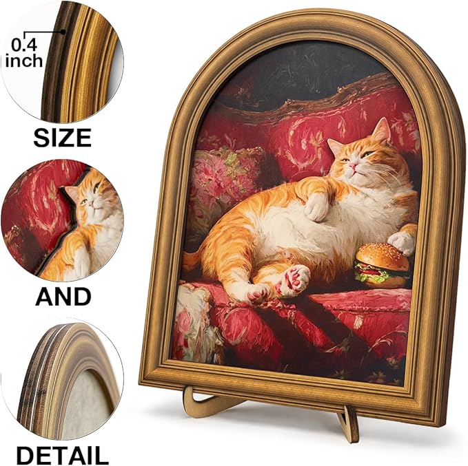 3D Funny Lazy Cat Wall Art Sign for Kitchen Decor, Food Lover Cat Portrait Wall Decor, 8x10 Inch