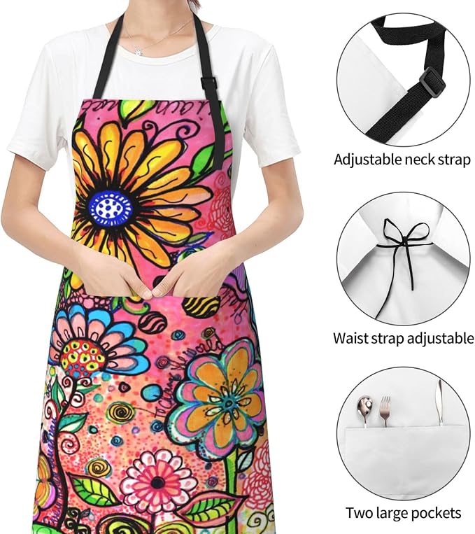 Perinsto Waterproof Apron With 2 Pockets Kitchen Chef Aprons Bibs For Cooking Baking Painting Gardening Grooming - Image 3
