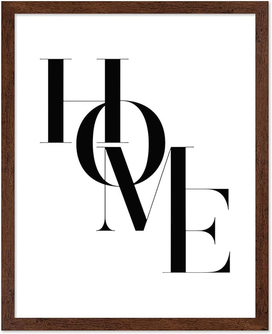 Poster Master Vintage Unique Poster - Retro Minimalist Print - Home, Letters, Typography, Black and White, Simple - Gift for Artist, Friend - Wall Decor for Living Room, Dorm, 11x14 Brown Framed