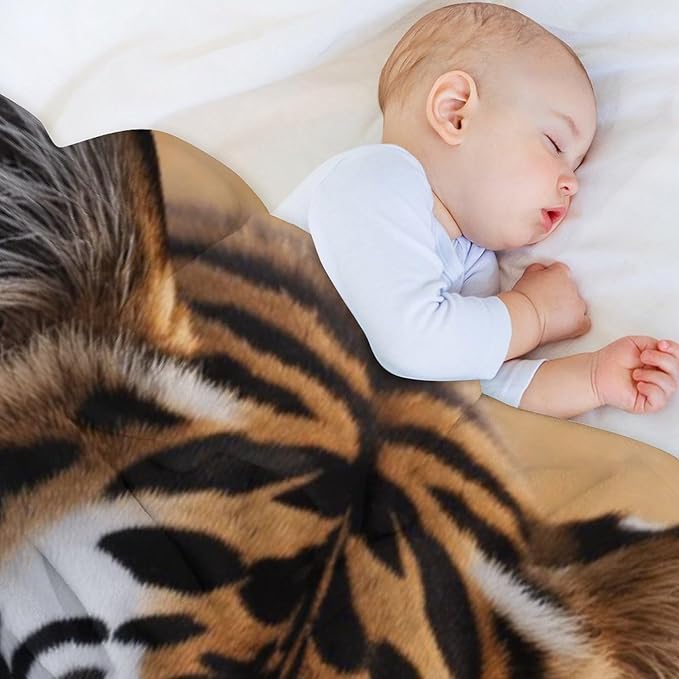 Beautiful Tiger Animal Nature Forest Super Soft Throw Blanket, Rustic Grass Brown Flannel Fleece Decorative Throw for Sofa Couch Bedroom Decor Outdoor Use 30"x40"