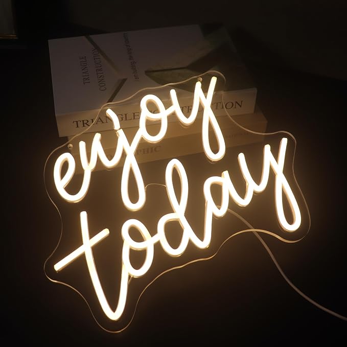 "Enjoy Today" Mindful Mantra Light - Present & Positive LED Wall Art for Living Room, Kitchen, Office or Morning Routine Space, Dimmable USB, Uplifting Daily Reminder Gift for Mindfulness & Joy - Image 6