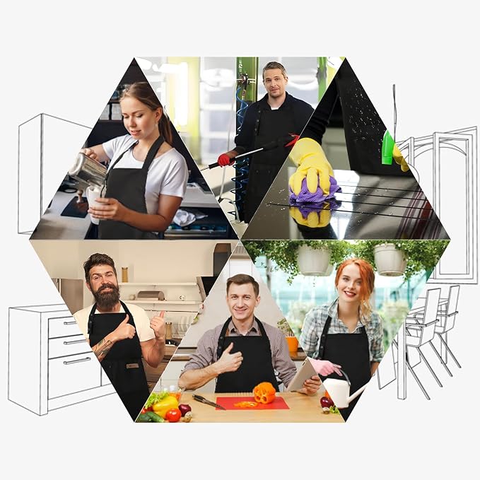 Yuubin Extra Large Aprons for Men Adjustable Button Apron with Pockets Chef Cooking Kitchen Aprons Women,Water&Oil Resistant - Image 5