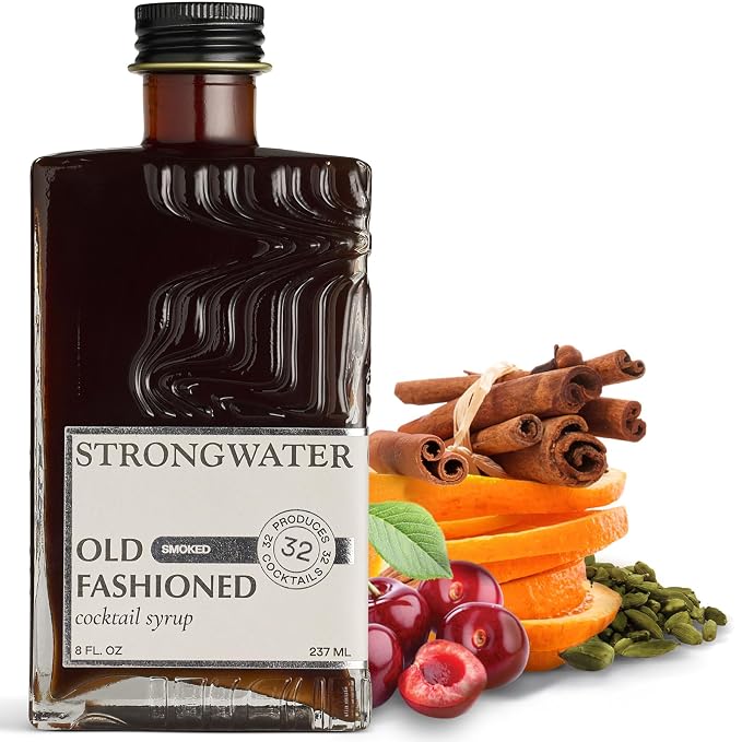Strongwater Smoked Old Fashioned Craft Cocktail Mixer - Makes 32 Cocktails - Handcrafted Old Fashioned Syrup with Lapsang Souchong Tea, Sugar, Citrus & Cherry by Strongwater