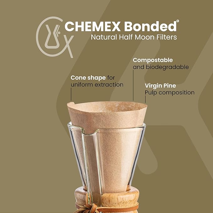 Chemex Filter - Natural Half Moon - 100 CT - FP-2N