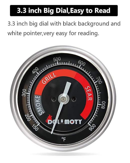 Upgrade Thermometer Replacement for Big Green Egg Parts,BGE Temperature Gauge for Green Egg Accessories 150-900°F with 3.3" Large Dial Waterproof and No-Fog Glass Lens(New Version)