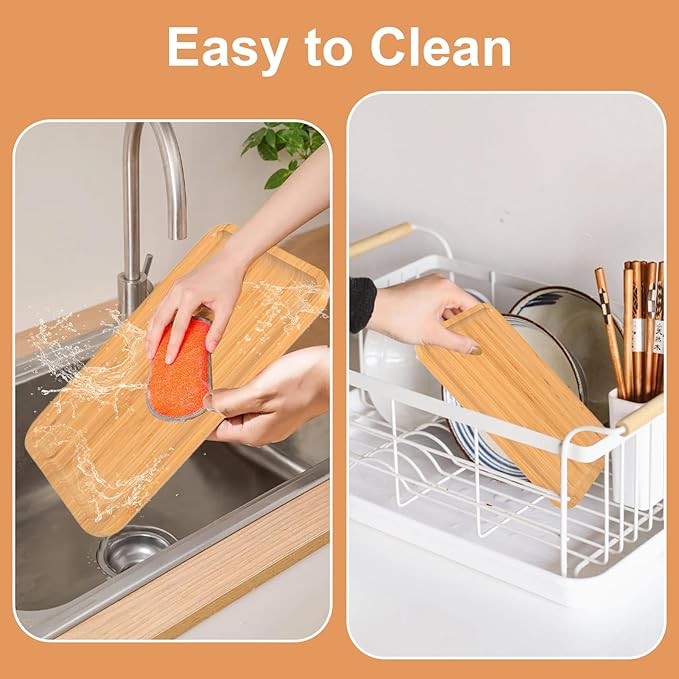 2 Pack Bamboo Trays Cheese Plate,10 Inch Rectangular Food Serving Saucer Wood Platte for Serving Food for Charcuterie Tea Coffee Snack Bread Fruit Appetizer Plant Pot