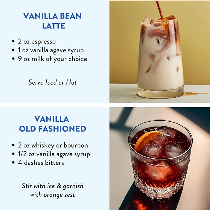 Spring Syrup Bundle - Lavender Simple Syrup and Vanilla Simple Syrup for Coffee, Cocktails, Matcha - Sweetened with real Honey and Agave Nectar - Infused with Real Spices - 13.5 oz (2 Pack)