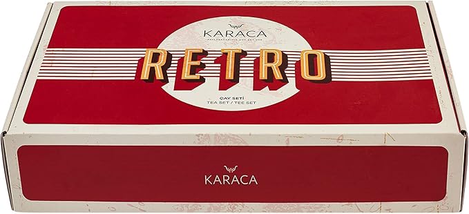 KARACA Turkish Tea Glasses Set for 6, 12-Piece Retro Anthracite Tea Set with Gold Trim, Traditional Turkish Tea Cups, Clear Glass Serving Set for Home & Entertaining
