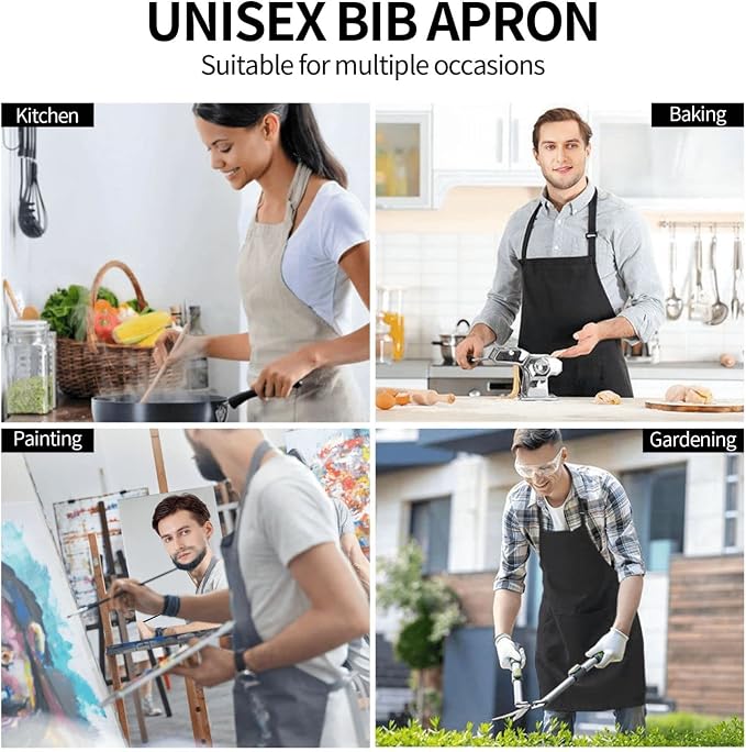 Perinsto Waterproof Apron With 2 Pockets Kitchen Chef Aprons Bibs For Cooking Baking Painting Gardening Grooming - Image 7