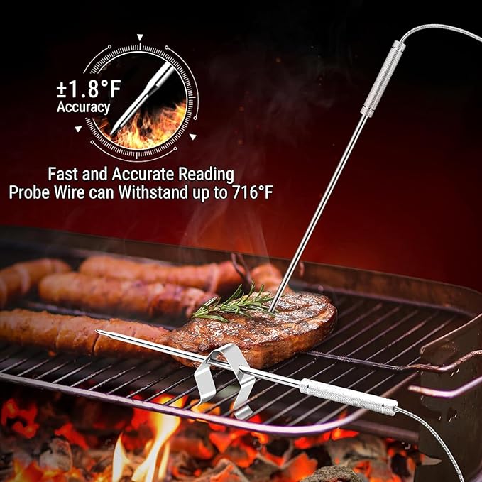 TempPro TP08B 500FT Wireless Meat Thermometer for Grilling Smoker BBQ Grill Oven Thermometer with Dual Probe Kitchen Cooking Steak Turkey Food Thermometer (Previously ThermoPro)