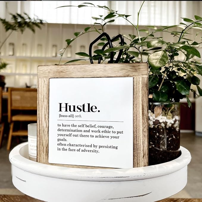 Hustle Definition Sign - Wooden Box Sign for Office, Classroom & Bedroom Decor - Motivational Desk Art - Farmhouse Style - Image 4
