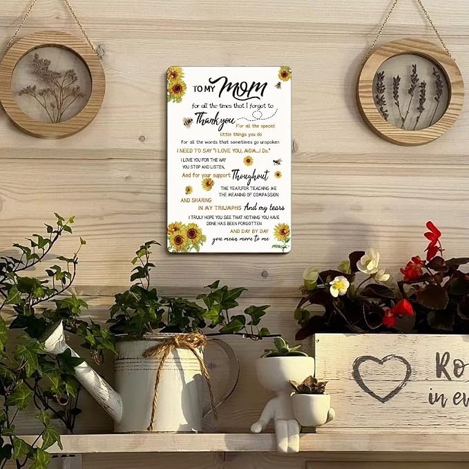 Sunflower Metal Sign for Mom - Mother's Day, Birthday, Thank You Gift - 12 x 8 inches - Image 4
