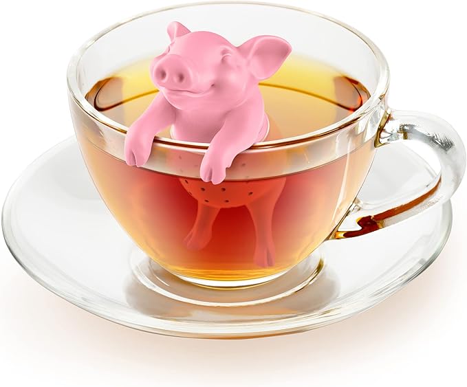Genuine Fred, HOT BELLY, Pig Reusable Silicone Tea Infuser, Pink, Fun Gift for Tea Lovers, Clever Kitchen Gadget