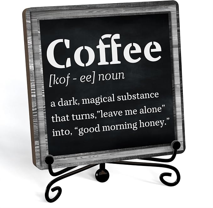 Coffee Bar Decor For Bar, Funny Cute Coffee Signs For Station Cafe Shop, Table Desk Kitchen Shelf Corner Decorations And Accessories (coffe-03) by JUSITAKEET