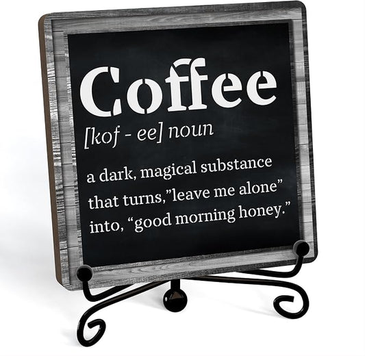 Coffee Bar Decor For Bar, Funny Cute Coffee Signs For Station Cafe Shop, Table Desk Kitchen Shelf Corner Decorations And Accessories (coffe-03) by JUSITAKEET