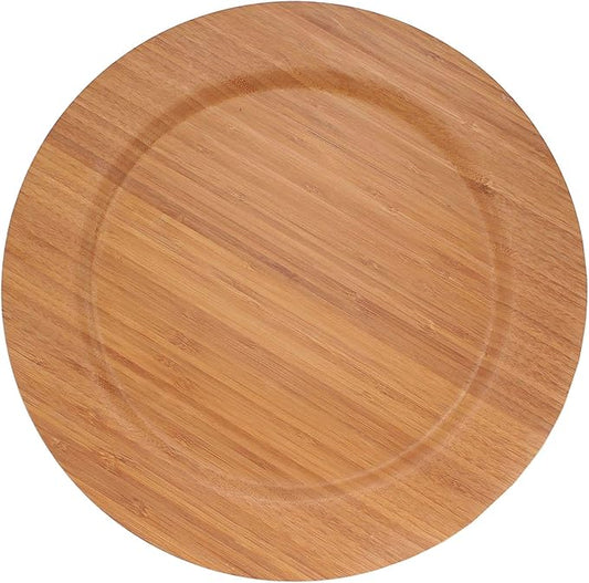 BambooMN 13" Dia Bamboo Reusable Dinnerware Charger Round Plates for Catered Events, Holidays, or Home Use Supplies, 1 Pieces
