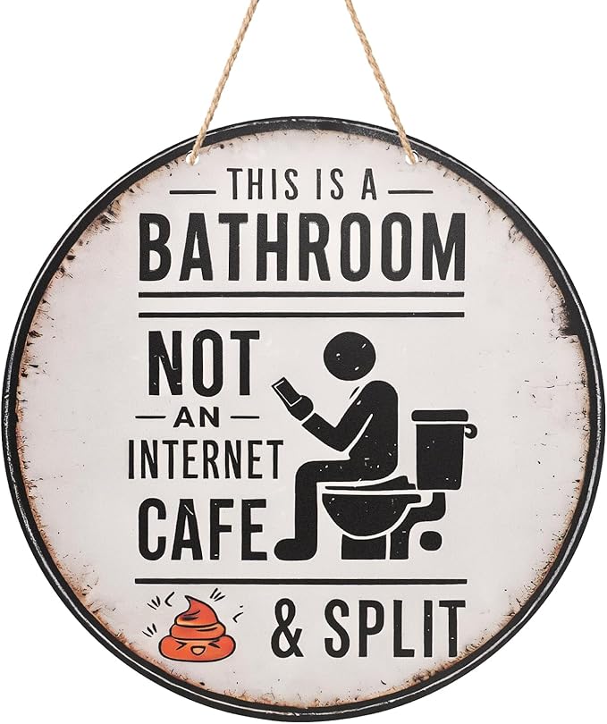 Funny Bathroom Signs, Wooden Bathroom Wall Art Decor, Vintage Farmhouse Restroom Wall Pictures For Home