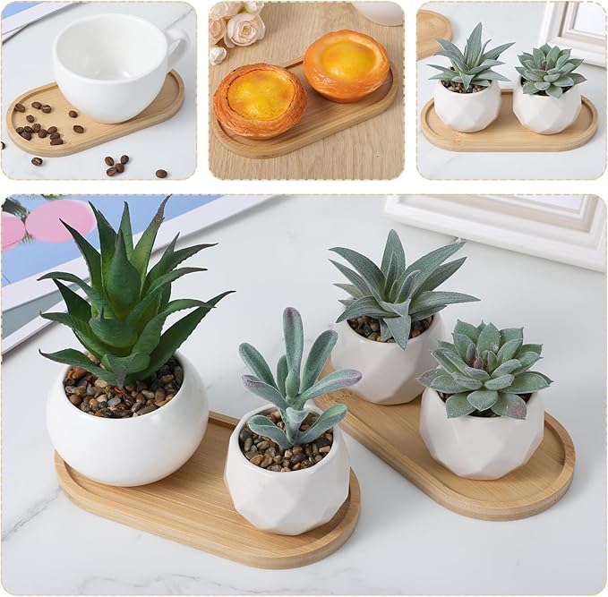 2PCS Bamboo Soap Dish Dispenser Small Wood Bath Tray Wooden Bathroom Countertop Trays Kitchen Tray Sink, Vanity Dresser Jewelry Ring Dish Comestic Holder Bathtub Small Items Organizer