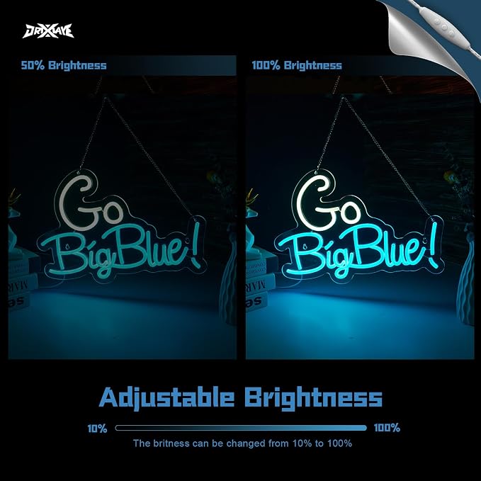 Go big blue neon sign University Slogan neon sign for wall decor Kids Room Decor Bar Game Room Man Cave Gift - Image 3