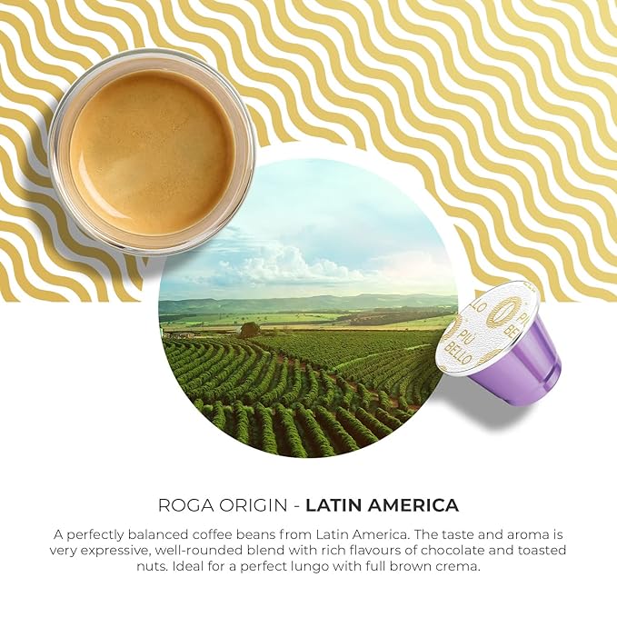 Piu Bello Roga Flavor Coffee Pods for Nespresso Original Machine - Rich & Balanced Taste - Strong Italian Espresso Flavored - Kosher Certified (120 Count)