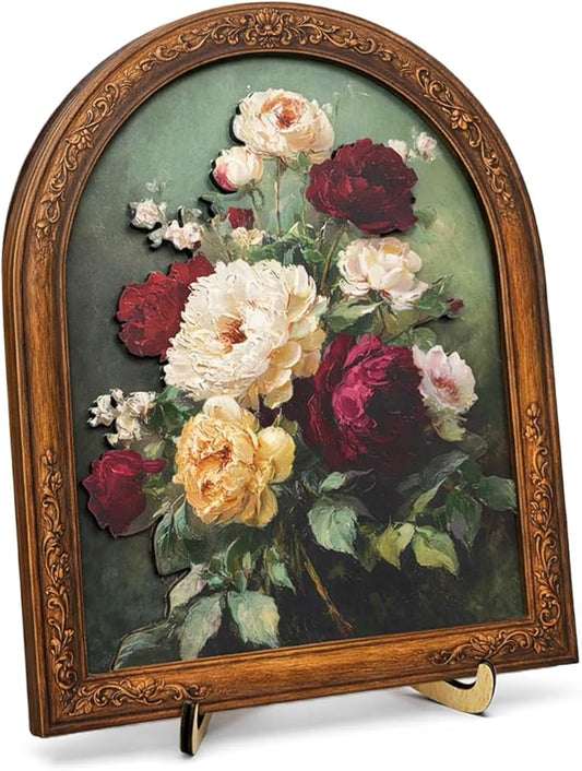 Vintage Floral Wall Art Sign for Farmhouse Decor, Classic Flower Bouquet Wall Decor, 8x10 Inch