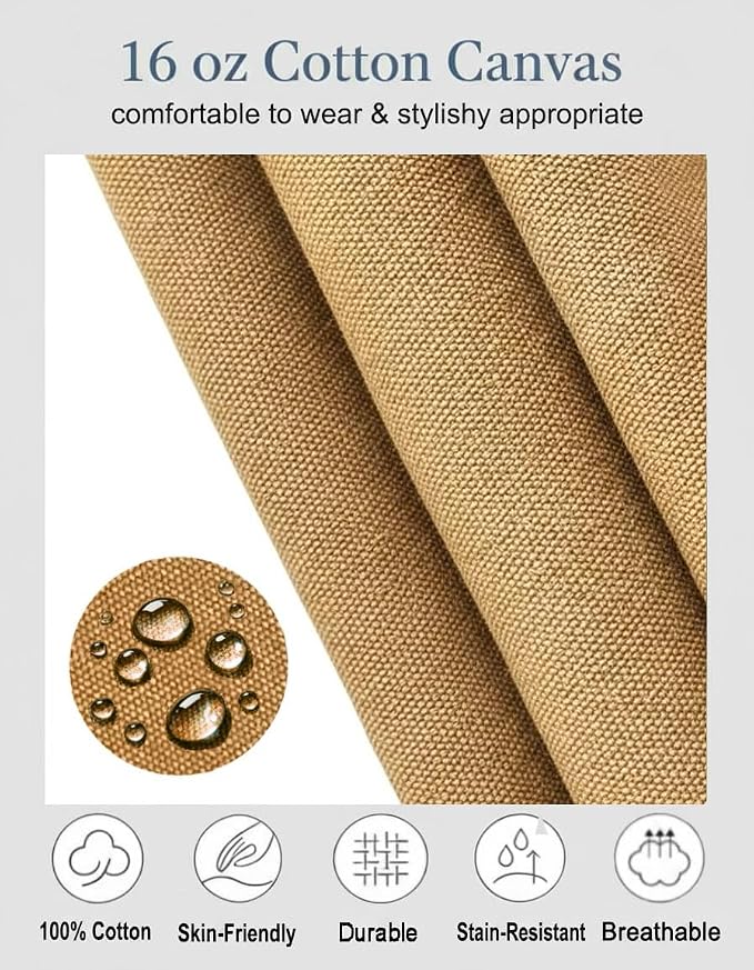 Aprons for Men Women with 3 Pockets, 16oz Cotton Canvas Chef Apron | Crossback Heavy Duty Kitchen Apron for Cooking, Durable Work Apron for Grilling, Baking, Hairstylist, Bartender, Barista, Art - Image 2