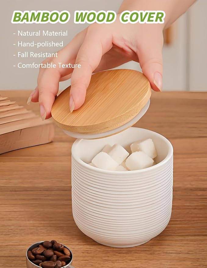 Ceramic Canister with Airtight Seal Lid, Kitchen Canisters for Countertop, White Food Storage Jar for Flour, Coffee Bean, Sugar, Tea, Spices and More, Home Decor (800ml/27.05oz)