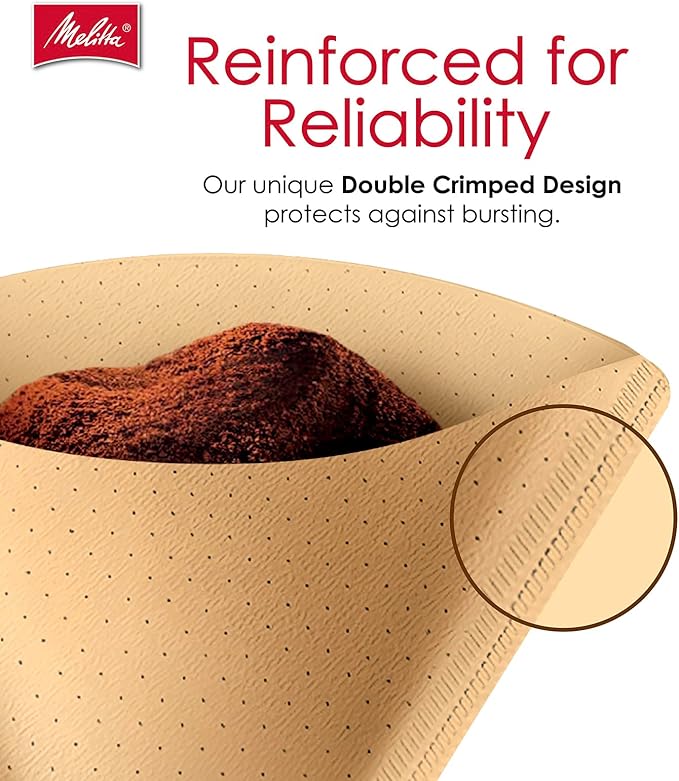 Melitta #2 Cone Coffee Filters, Natural Brown, 100 Count (Pack Of 3), 300 Total Filters - Fits all 2-6 Cup Cone Coffee Makers and 1-cup Pour-Over Brewers, Compostable, Tear-Resistant, Made in USA