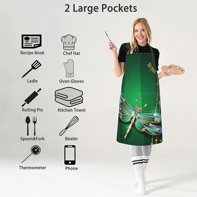 Apron, Stocking Stuffers Bib Apron with Adjustable Neck for Women, Suitable for Home Kitchen Cooking Apron - Image 4