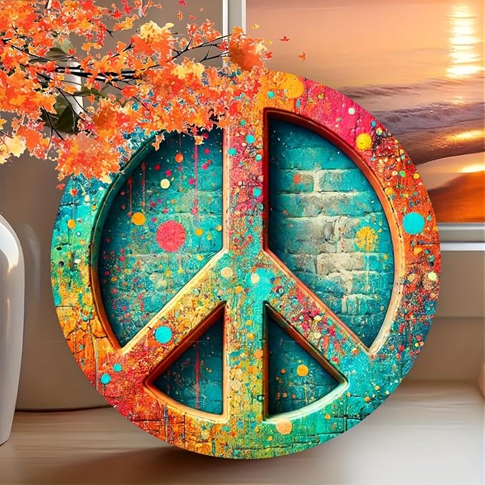 Vintage Peace Sign Metal Tin Wall Art, 8x8" - Perfect for Home, Bar, Cafe & Garage Decor - Image 3