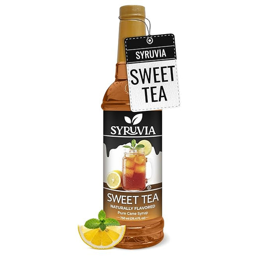 Syruvia Sweet Tea Syrup, Natural Flavors, Syrup for Drinks, Lattes, and Desserts – 25.4 fl oz
