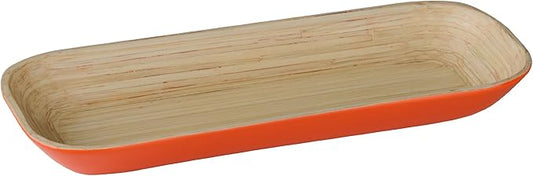 Premier Housewares Kyoto Spun Bamboo Tray - 3 x 30 x 12 cm, Orange