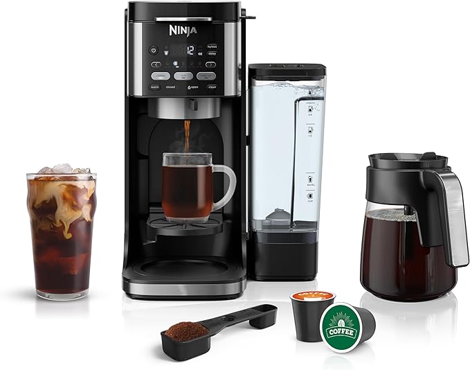 Ninja | Drip Coffee Maker | DualBrew Pro Hot & Iced Coffee Machine | Use with K-Cup Coffee Pods | 3 Brew Styles (Classic, Rich, & Iced) | 60oz Removable Reservoir & Dishwasher Safe | Black | CFP101