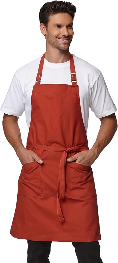 Chef Men Canvas Waterproof Apron Pocket 4251GB | Polyester Cotton Canvas Apron for BBQ Grilling Kitchen Cooking, Adjustable Neck, Durable & Comfortable by Guolamy