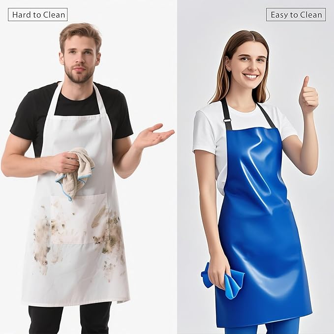 GoldPig Heavy-Duty Waterproof Apron, Chemical Resistant Rubber Vinyl for Industrial, Lab, Kitchen, Butcher & Grilling (40")