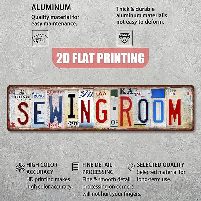 Sewing Room Metal Sign - Vintage Aluminum Tin Wall Art 16x4 Inch - Craft Room Laundry Decor - Image 3