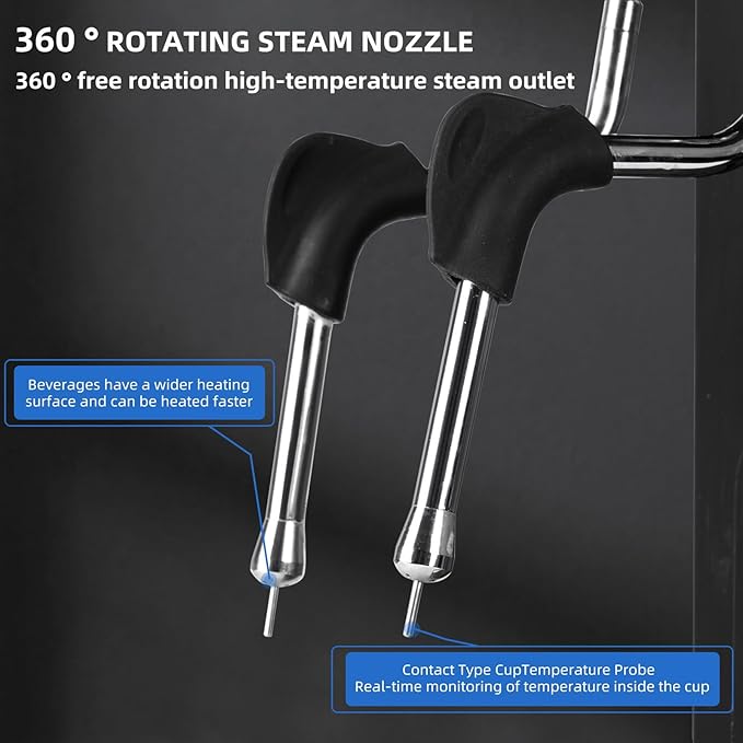 Commercial Milk Frother, 2-Wand Automatic Steam Boiling Water Machine 110V 2200W Electric Steam Milk Frothing Machine Coffee Milk Foam Machine Steamer with LED Display for Tea Coffee Shop