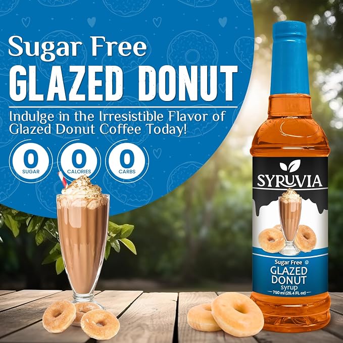 Syruvia Sugar Free Coffee Syrup, Glazed Donut Flavored Syrup for Drinks, Lattes, and Desserts – 25.4 fl oz, With Pump - Image 3