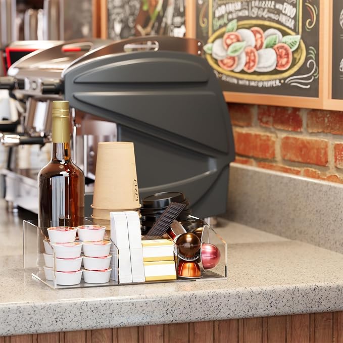 Neatsure Coffee Bar Station Organizer, Acrylic Countertop Holder for Pod Cup Condiment Stirrers Snack Tea, Bar Accessories, Decor and Essentials, Gift for Coffee Lovers, Clear - Image 5
