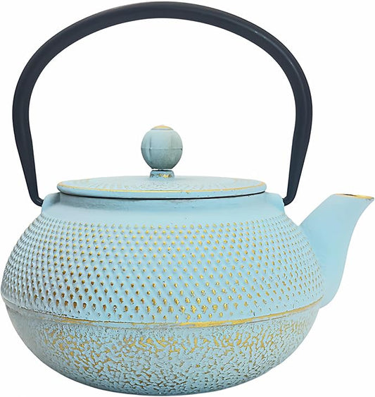 30.4oz Small Cast Iron Teapot, Tea Kettle for Stovetop Safe Coated with Enameled Interior, Japanese Tetsubin, Tea Pot with Stainless Steel Infuser for Loose Tea(900ml)
