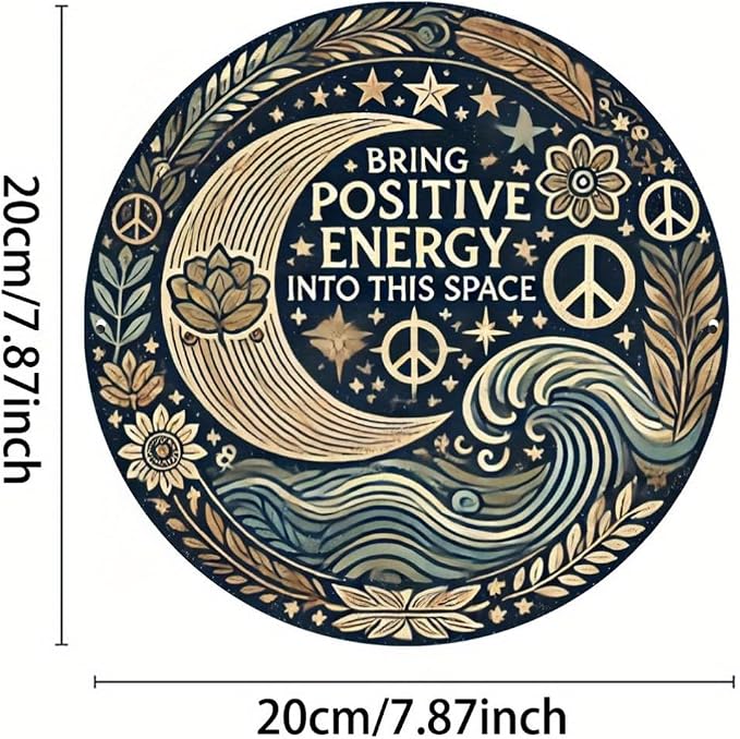 1pc Positive Energy Iron Wall Art, 7.8 Inch Aluminum Foil Carved Decorative Sign for Home, Restaurant, Bar, Cafe, Courtyard, Garage - Mindful Decor - Image 2