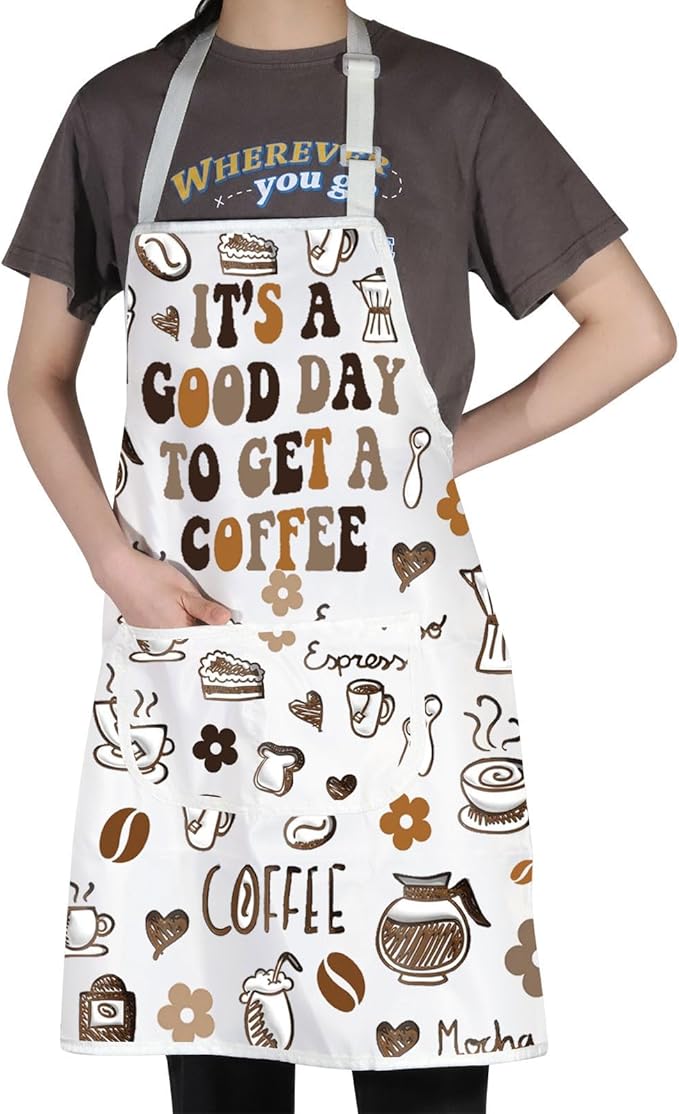 JNIAP Coffee Barista Apron Coffee Shop Apron It's A Good Day To Get A Coffee Gifts Coffee Apron For Women Men