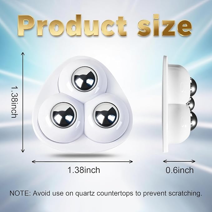 Self Adhesive Caster Wheels for Countertop - Furniture Sliders & Appliance Rollers for Kitchen, Coffee Machine, Blender, Oven (White, 16pcs) - Image 5