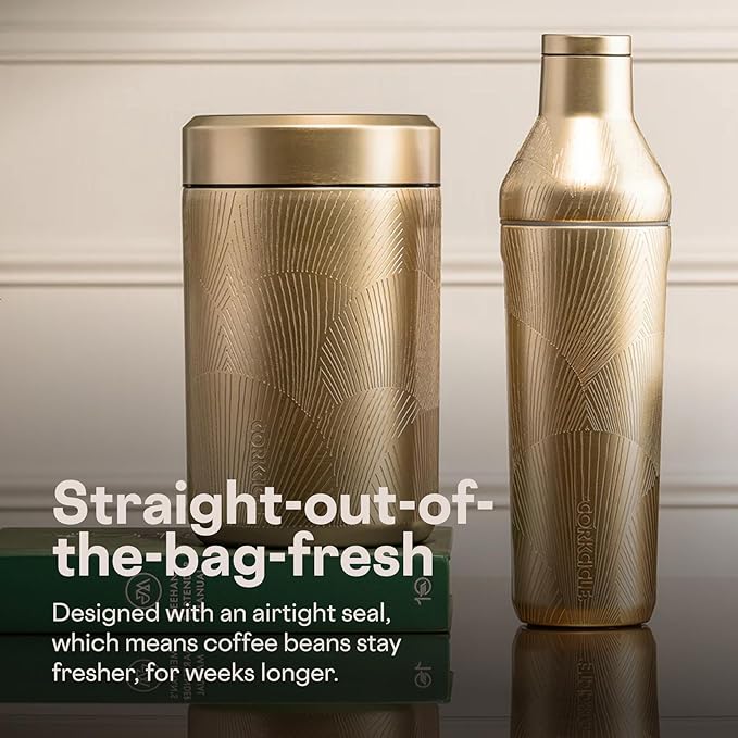 Corkcicle Keep Fresh Canister - Preserves Freshness for Coffee Beans & Pantry Items - Airtight Seal - Internal Air Compressor - BPA-Free - Gift for Coffee Lovers - Champagne Dreams