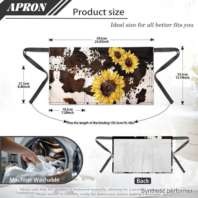 Waist Apron with 3 Pockets Waterproof 13 Inch Short Half Waist Aprons Women Men Server Aprons Waitress Waiter Apron - Image 7