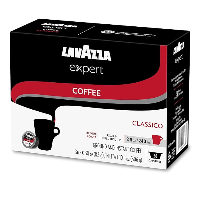 Lavazza Expert Classico Coffee Capsules, Medium Roast, Arabica and Robusta Blend, Compatible with Lavazza Classy Plus Machine (72 Capsules)