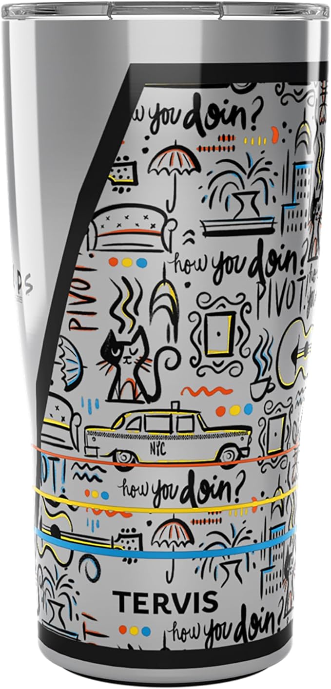 Tervis Traveler Friends Pattern Triple Walled Insulated Tumbler Travel Cup Keeps Drinks Cold & Hot, 20oz, Stainless Steel
