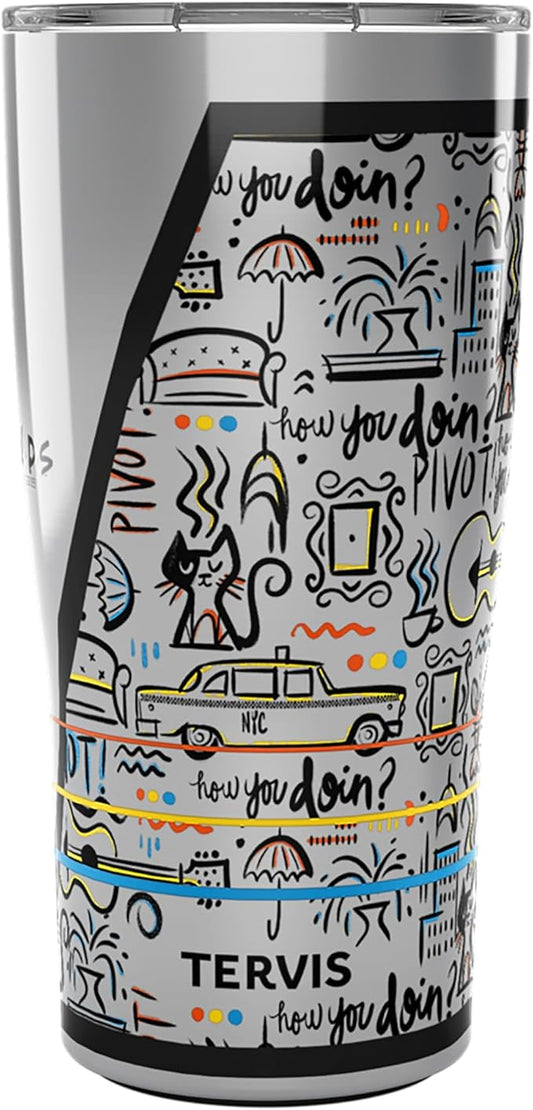 Tervis Traveler Friends Pattern Triple Walled Insulated Tumbler Travel Cup Keeps Drinks Cold & Hot, 20oz, Stainless Steel