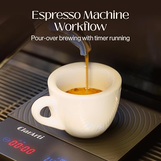 Coffee Scale with Timer – Fast, Stable 0.1g Accuracy, Auto & Manual Timing, Water-Resistant Digital Scale for Pour Over & Espresso